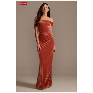 David’s Bridal Velvet Bridesmaid Gown in Cinnamon